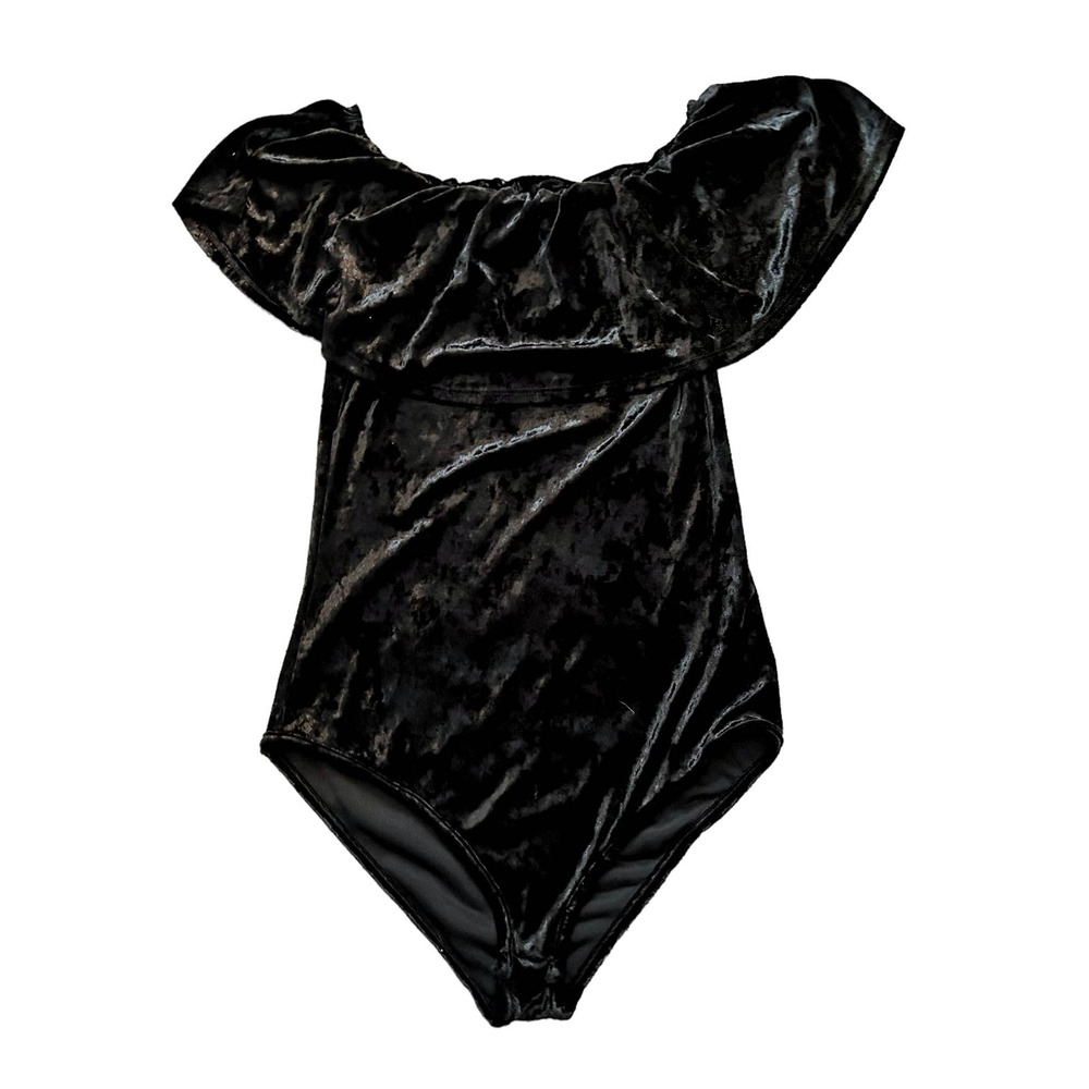 🛍️ Womens Black Velvet Bodysuit Size S